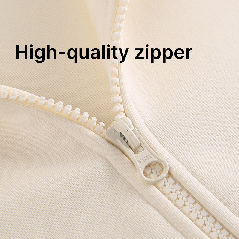 Full Zip Casual Cotton Hoodie Lightweight Jersey