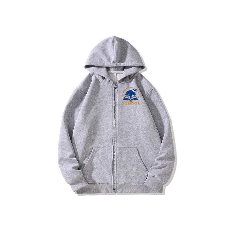 Full Zip Casual Cotton Hoodie Lightweight Jersey