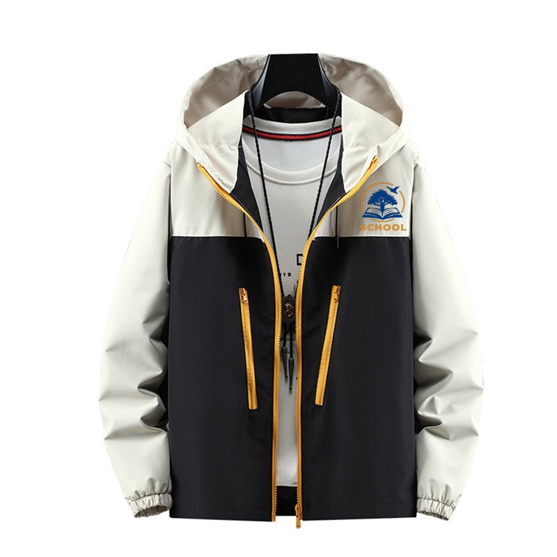 Color Block Hooded Casual Thin Windbreaker Jacket