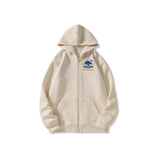 Full Zip Casual Cotton Hoodie Lightweight Jersey